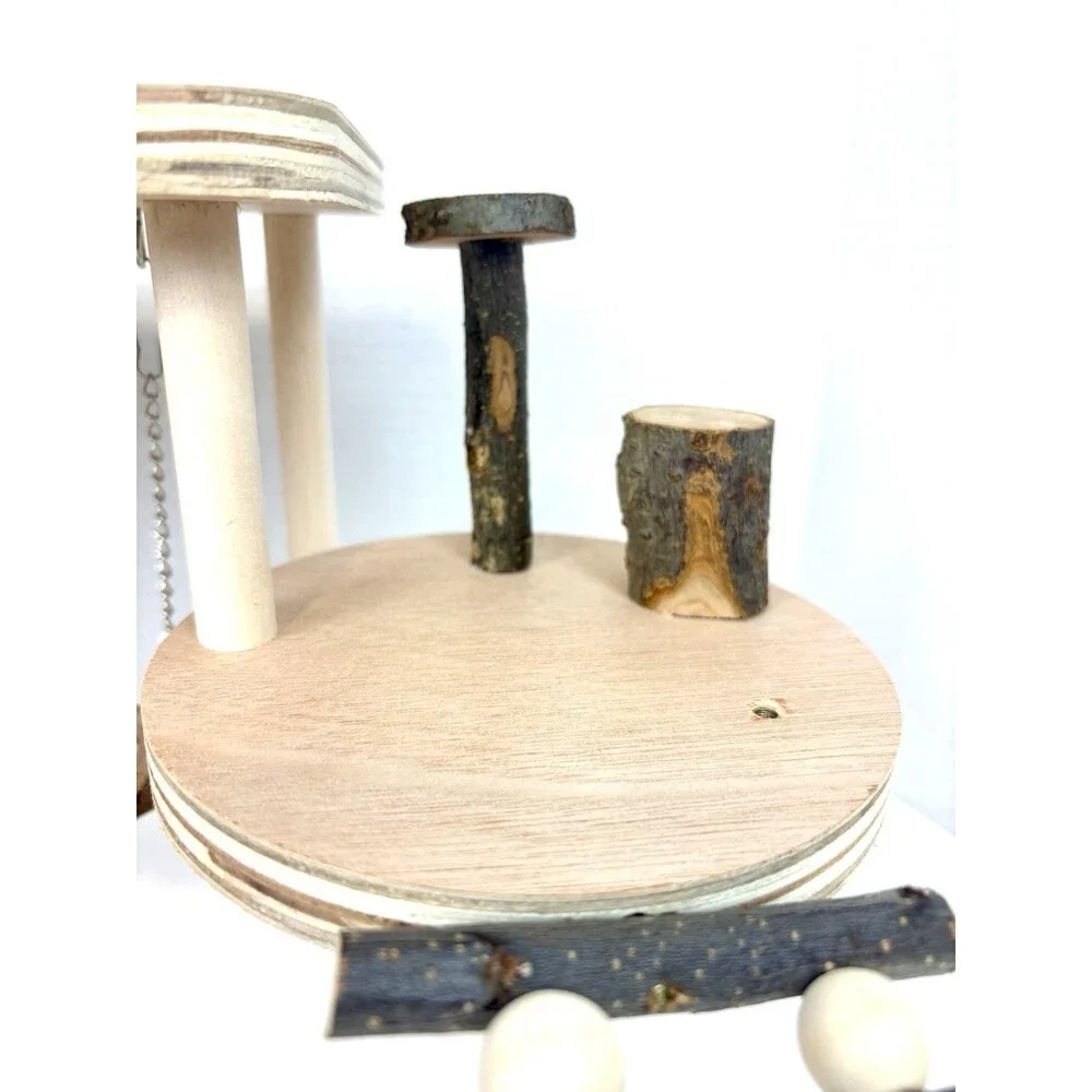 Hamster Playground Platform, Climbing, Swinging, Ladder Toy, Natural Pet-Safe
